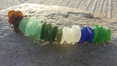 Sea Glass - 30 Medium Pieces Of Center Drilled Aqua, Cobalt, Green, Olive, Amber