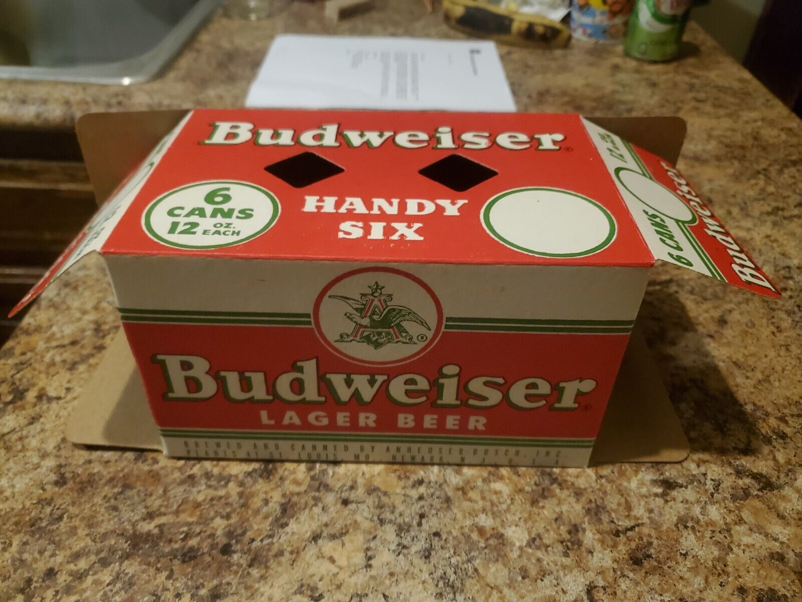 Vintage Budweiser Lager Beer 6 Pack Beer Can Holder Mint Condition