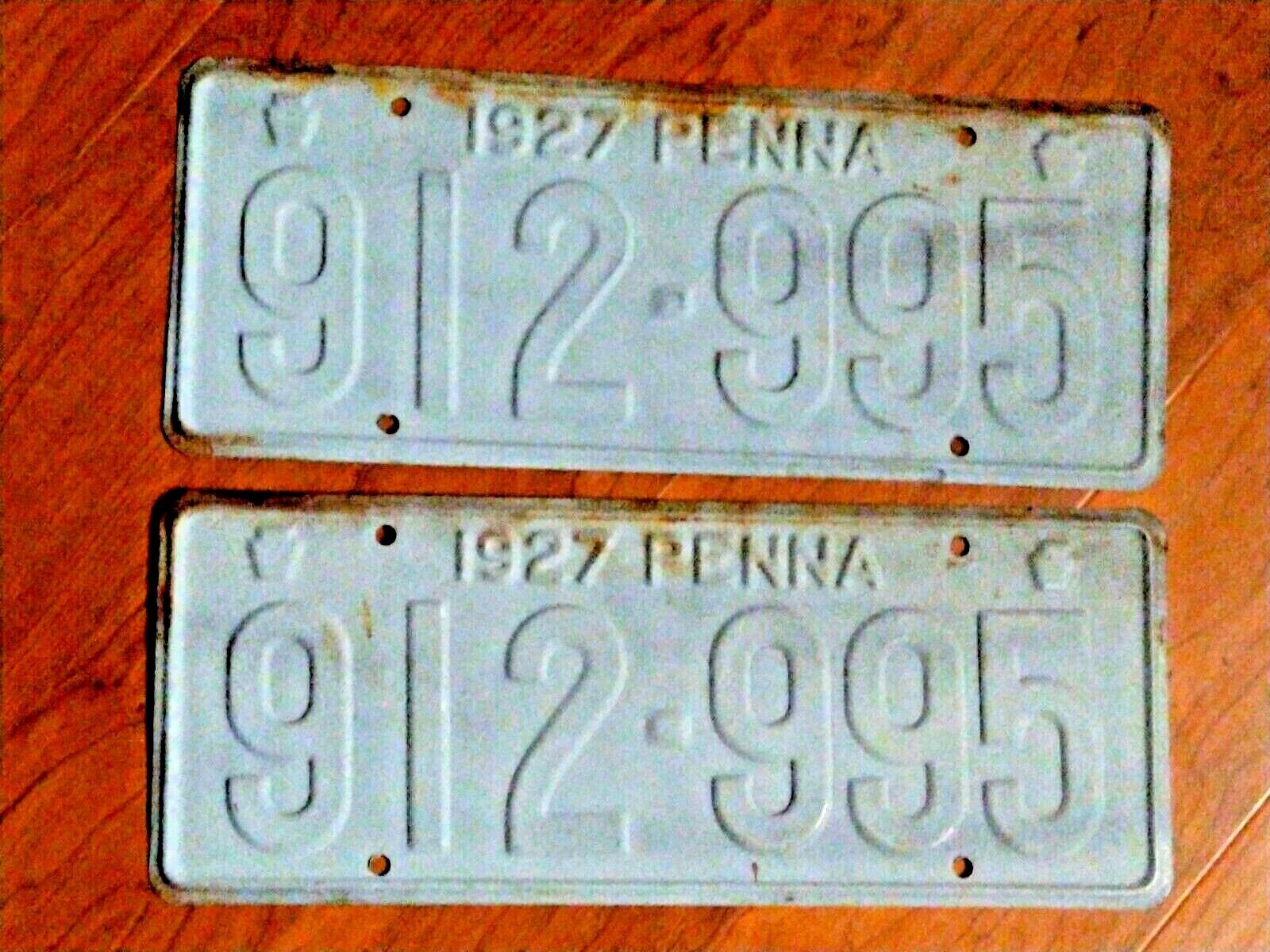 1927 Pennsylvania Penna License Plate 912995 ACTION FOR 1 PLATE 2 PLATE IN STOCK