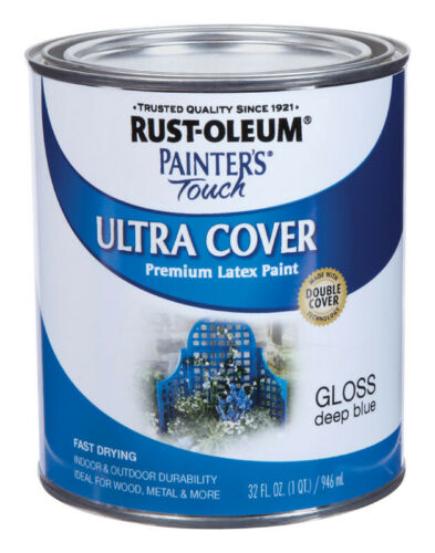 Rust-Oleum 224428T Ultra Cover Latex Gloss Deep Blue Paint 1 qt. (Pack of 2)