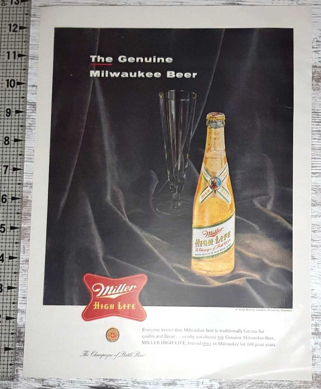 1955 Miller High Life Vintage Print Ad Beer Champagne Bottle Milwaukee Brewery