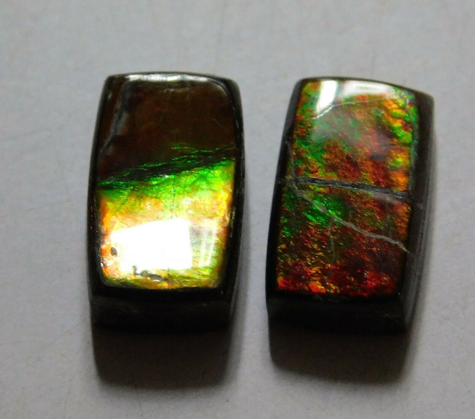6.90 Cts Natural Ammolite (12mm X 7mm Each) Loose Cabochon Match Pair Td57