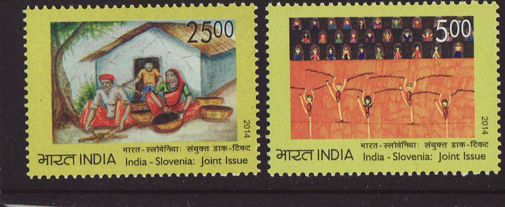 India 2014 Slovenia Joint issue Art Paintings Dance stamp set 2v MNH