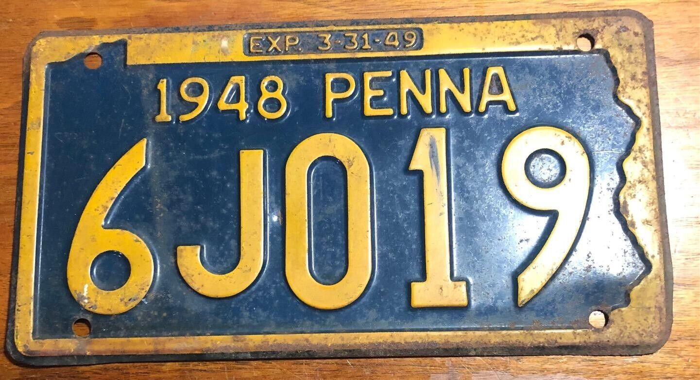 1948 Pennsylvania License Plate 6j019 Penna Pa Ford Chevy Chrysler Buick Pontiac
