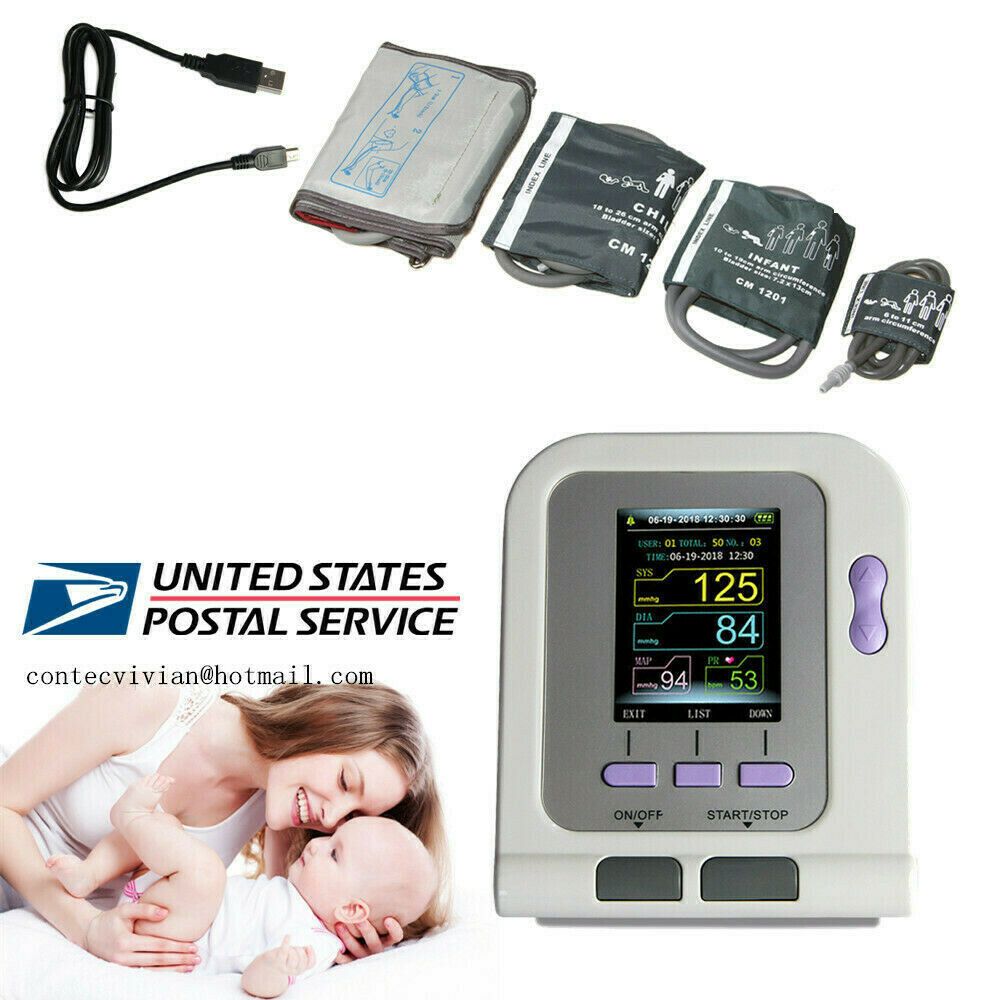 Fda Digital Blood Pressure Monitor Upper Arm Nibp Machine Adult/ Pediatric Cuffs
