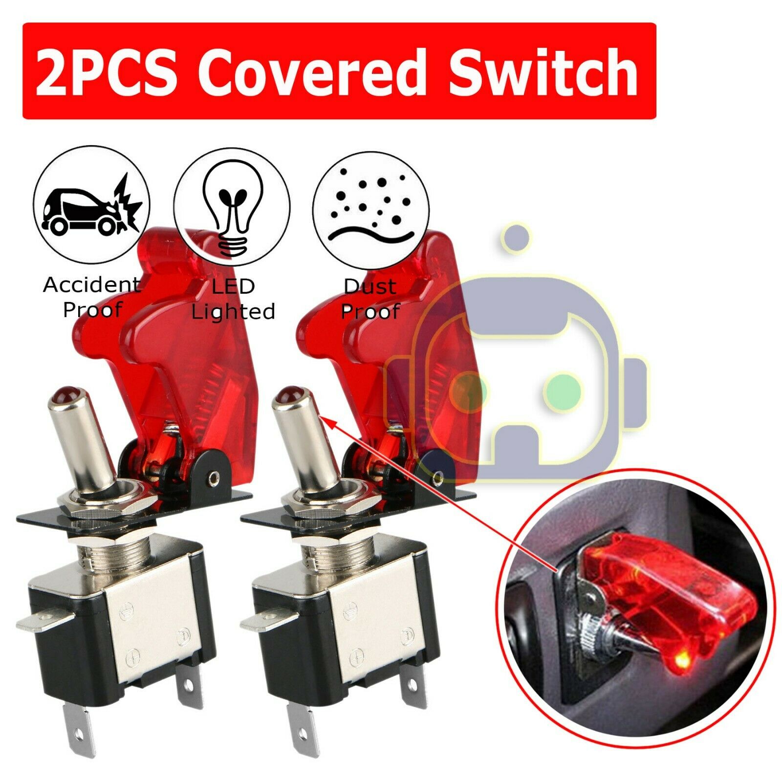 2X Red Cover LED Toggle Switch Racing SPST ON/OFF 20A ATV 12V New For Car Truck