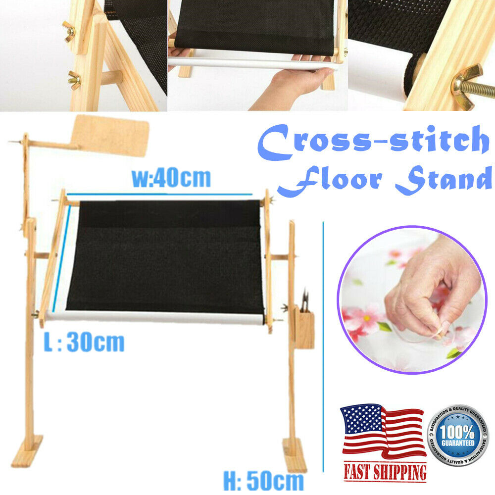 Adjustable Durable Wood Cross Stitch Embroidery Tapestry Hoops Frame Floor Stand