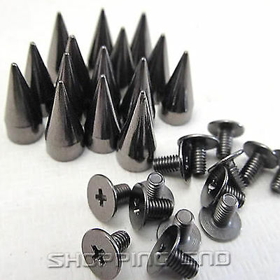 Rubyca 14mm Black Bullet Cone Spikes And Studs Screw Back Metal For Leathercraft