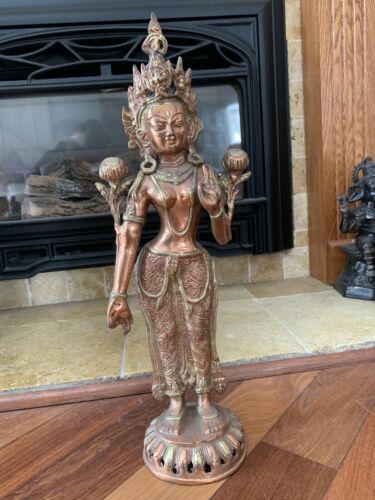 Thai/South East Standing Gilt Bronze Buddha Figure-19th C.