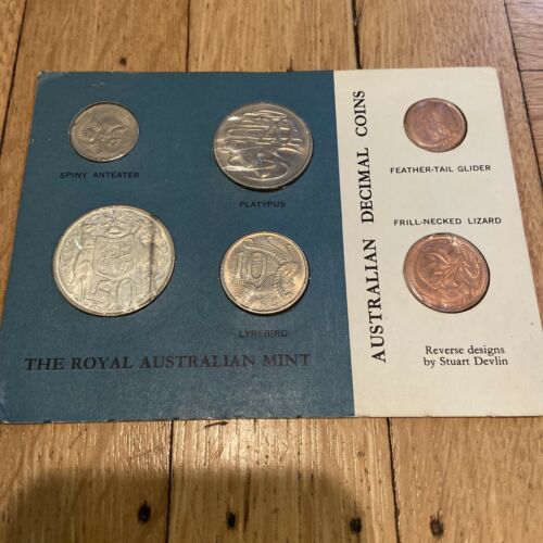 1966 Australia Decimal Card 6 Coin Uncirculated Set Royal Mint Silver