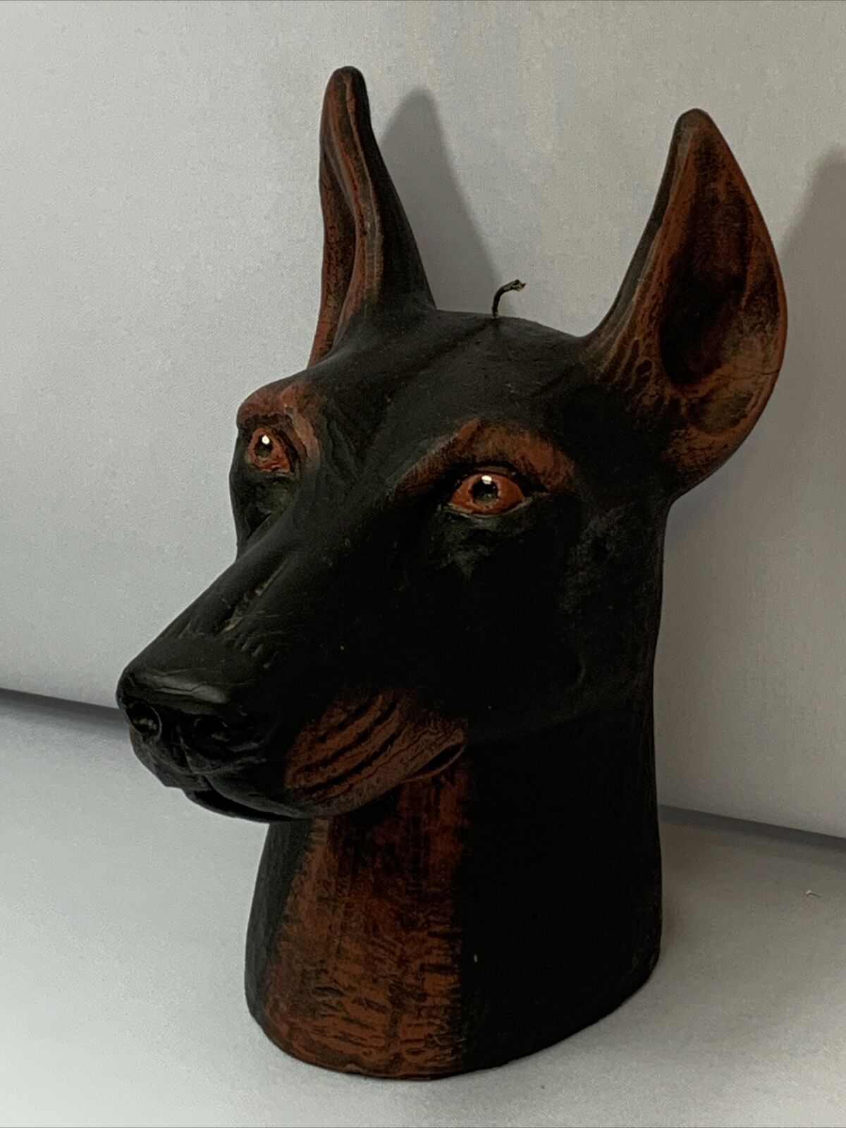 Doberman Pinscher Collectable Painted Wax 11 1/2" Candle