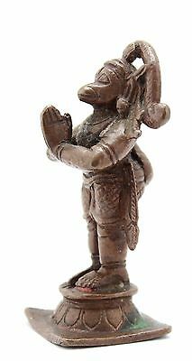 antique ca. 18th C Hindu deity Hanuman, small Indian, cire perdue bronze statue