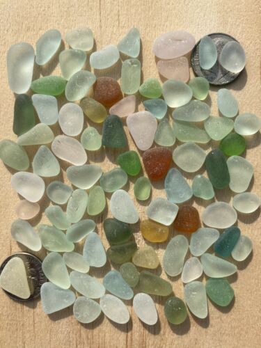87 Very Pretty Surf Tumbled Seaglass Gems, Many Light Pastels, Small/minis