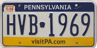 Expired Pennsylvania Tri-color "visit Pa" License Plate, Hvb 1969, Birth Year!