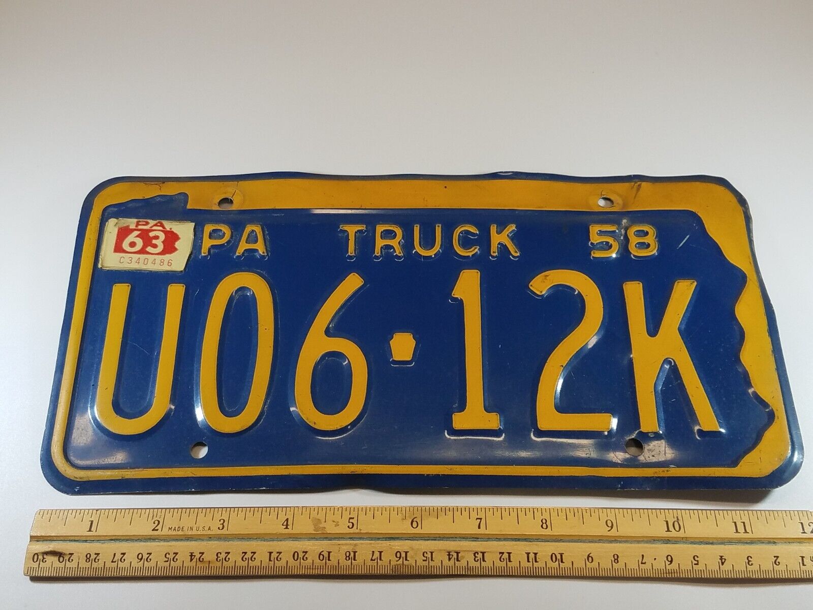 Vintage 1958 Pa Truck Pennsylvania License Plate Uo6-12k