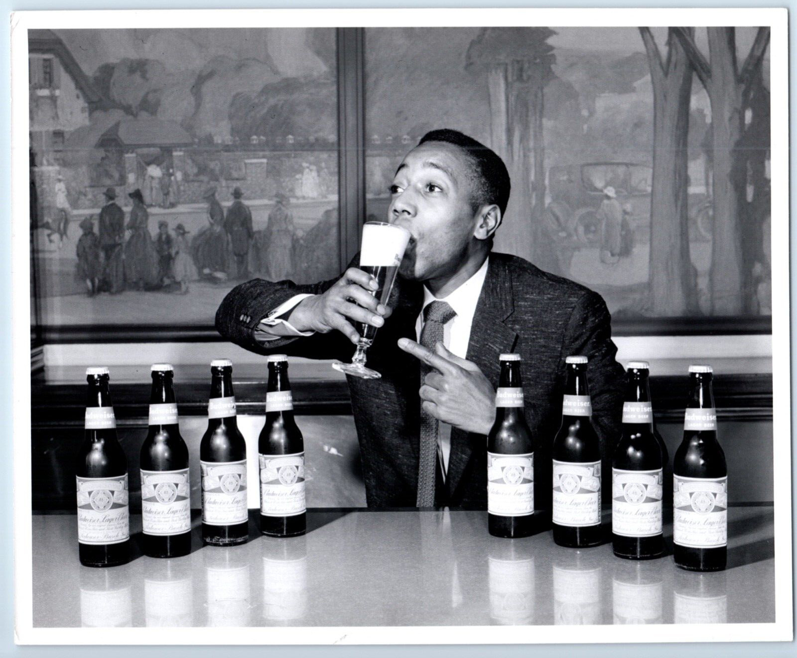 Vintage Budweiser Anheuser-Busch Beer Advertising Photo African American 1956