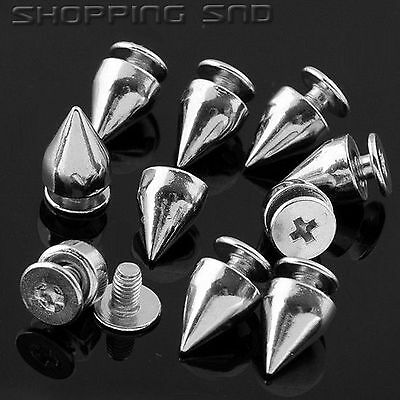 Rubyca 9mm Silver Bullet Cone Screw Studs And Spikes Metal Diy For Leathercraft