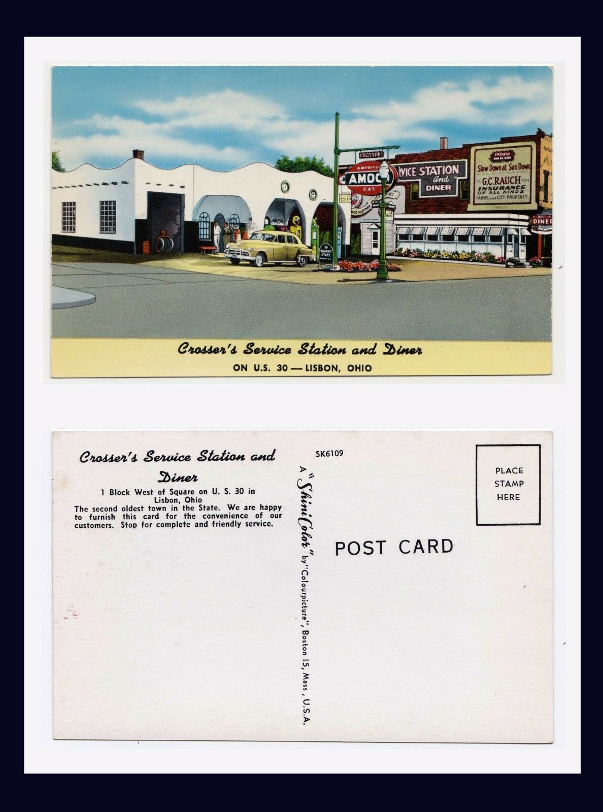 Ohio Lisbon Crosser's Service Station Diner Us Route 30 Lincoln Hwy Circa 1952