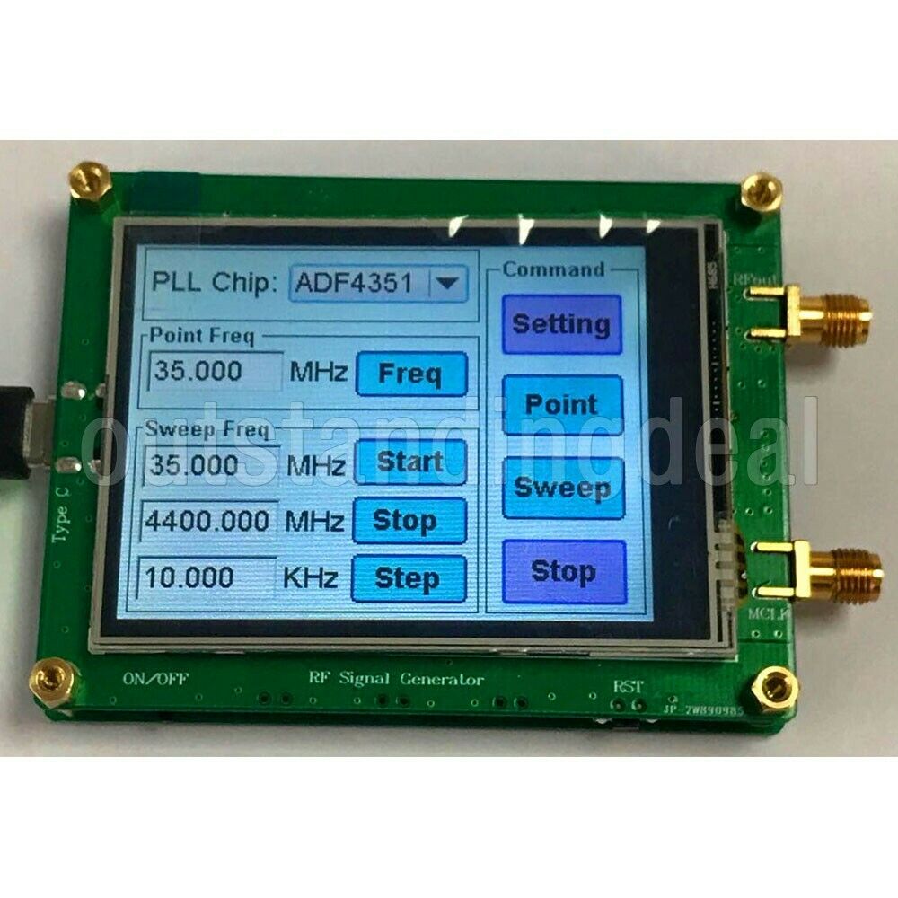 Adf4351 35m-4.4g Rf Signal Generator Pll Sweep Frequency Generator Touch Screen