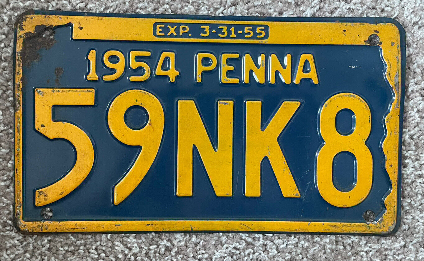 1954 Pennsylvania License Plate #59NK8