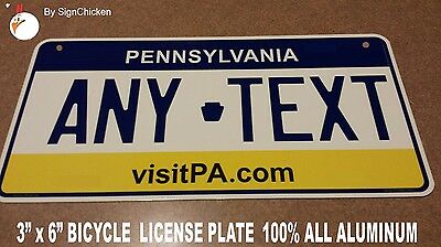Custom Personalized License Plate Pennsylvania Pa,  Aluminum - Bicycle Tag 3 X 6