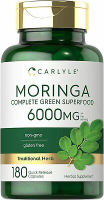Moringa Oleifera 6000 mg 180 Capsules – Complete Green Superfood | by Carlyle