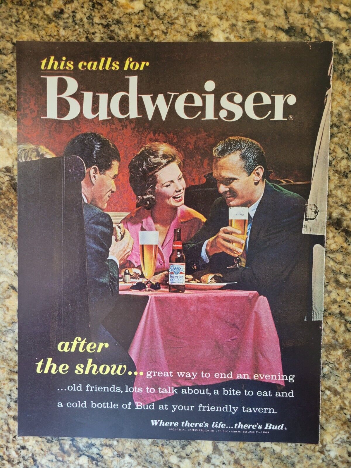 Vintage Budweiser Beer Ad This Calls For Budweiser After The Show...great Way To