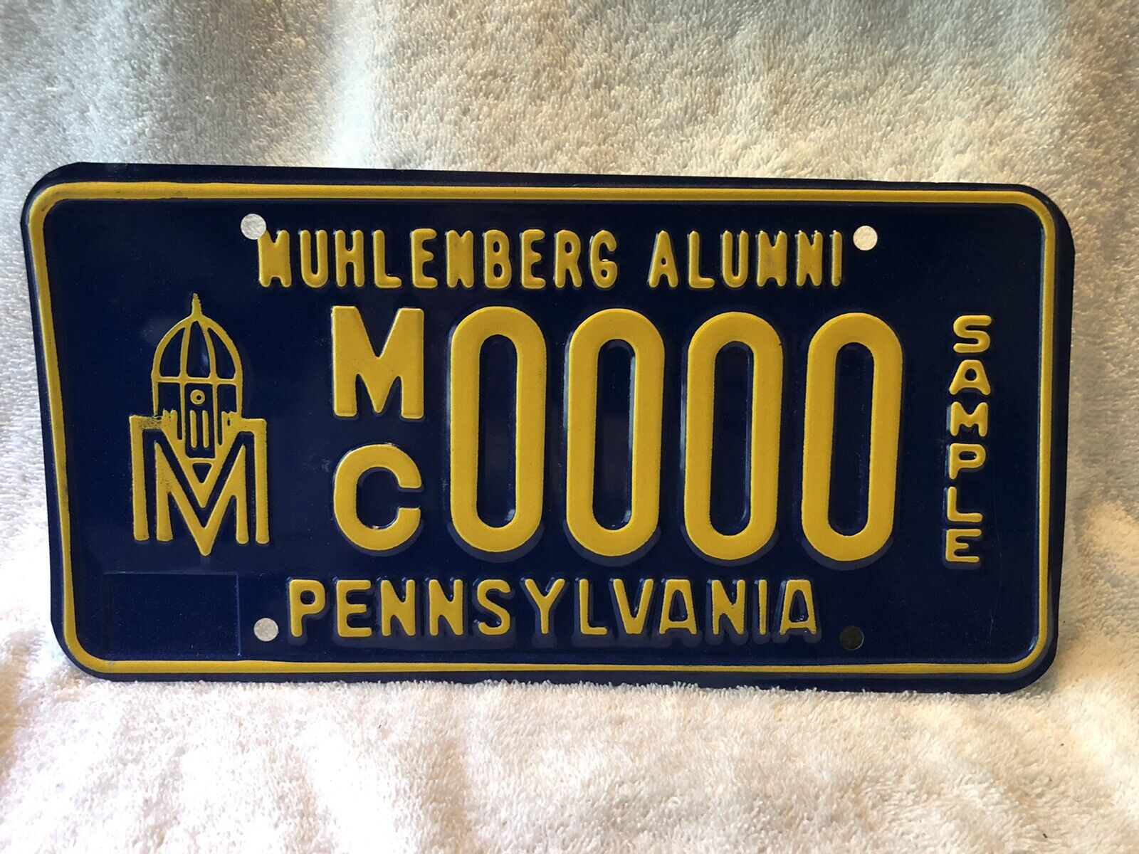 Vintage 1996 Pennsylvania Sample License Plate Muhlenberg Alumni