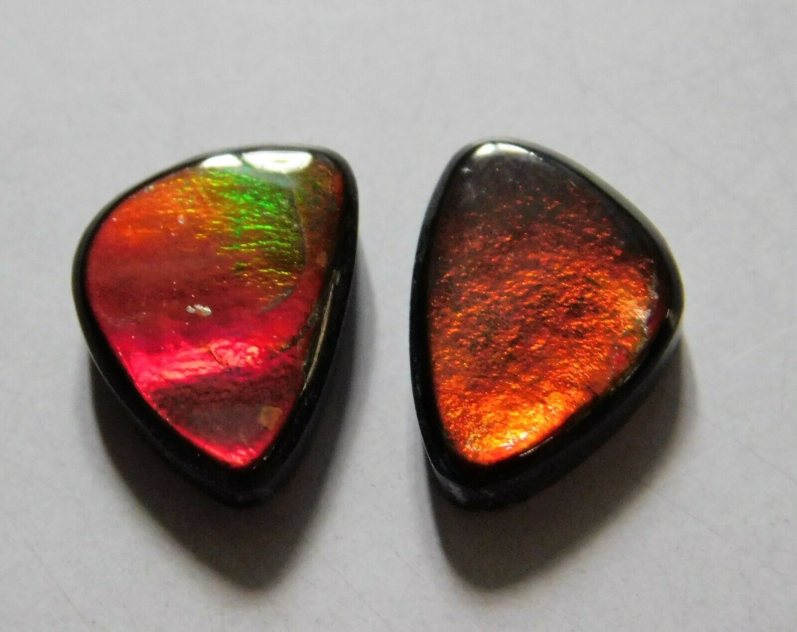 7.85 Cts Natural Ammolite (12mm X 8.7mm Each) Loose Cabochon Match Pair Td46