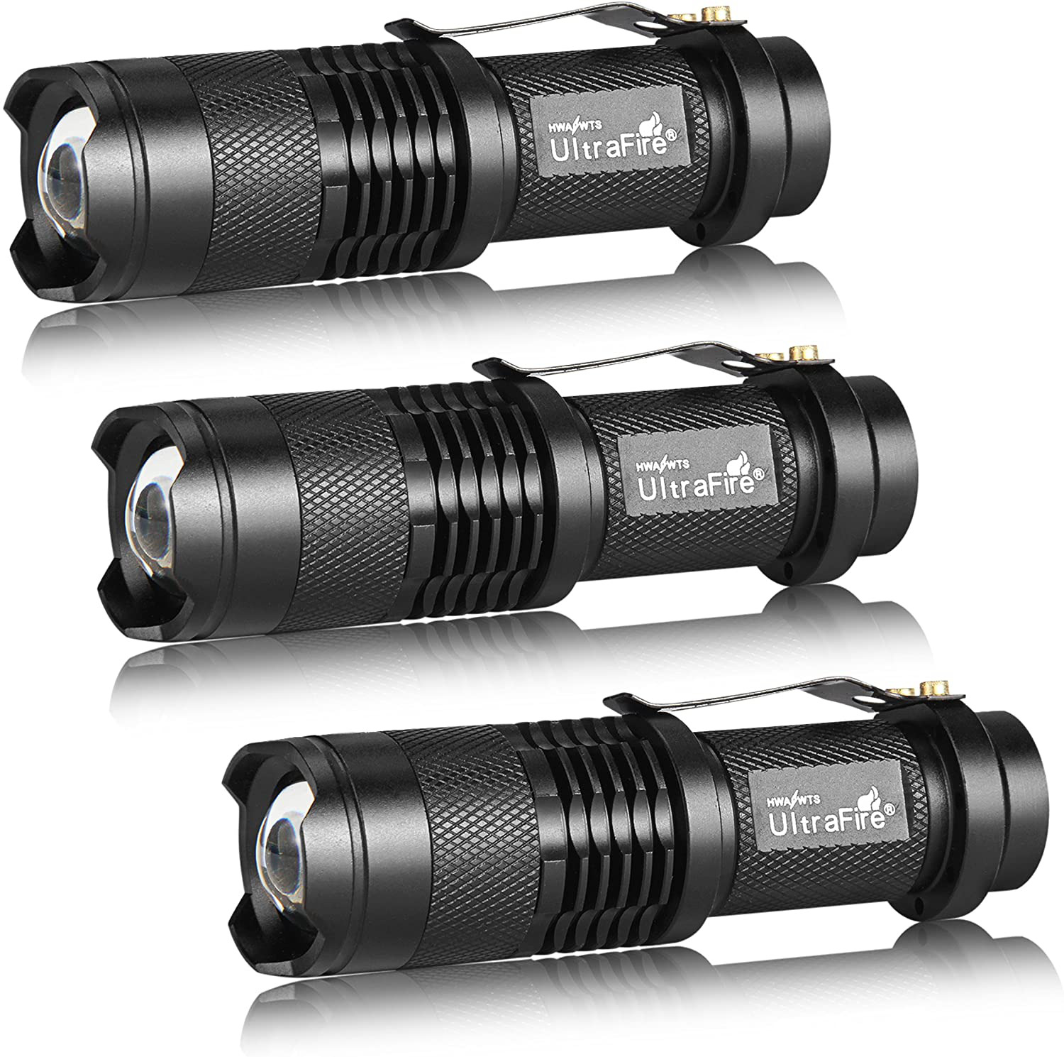 3 Pack Ultrafire Mini Flashlights Focus Adjustable Sk68 Single Mode Tactical Led