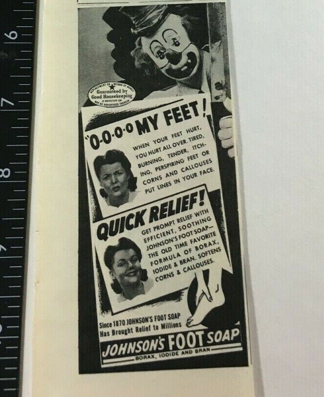 1947 Johnson's Foot Soap  Vintage Original Print Ad Collectible