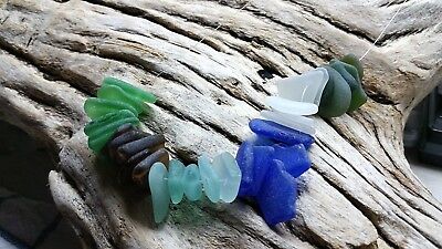 Sea Glass - 30 Small Pieces Of Top Drilled Aqua, Cobalt, Green, Olive, Amber