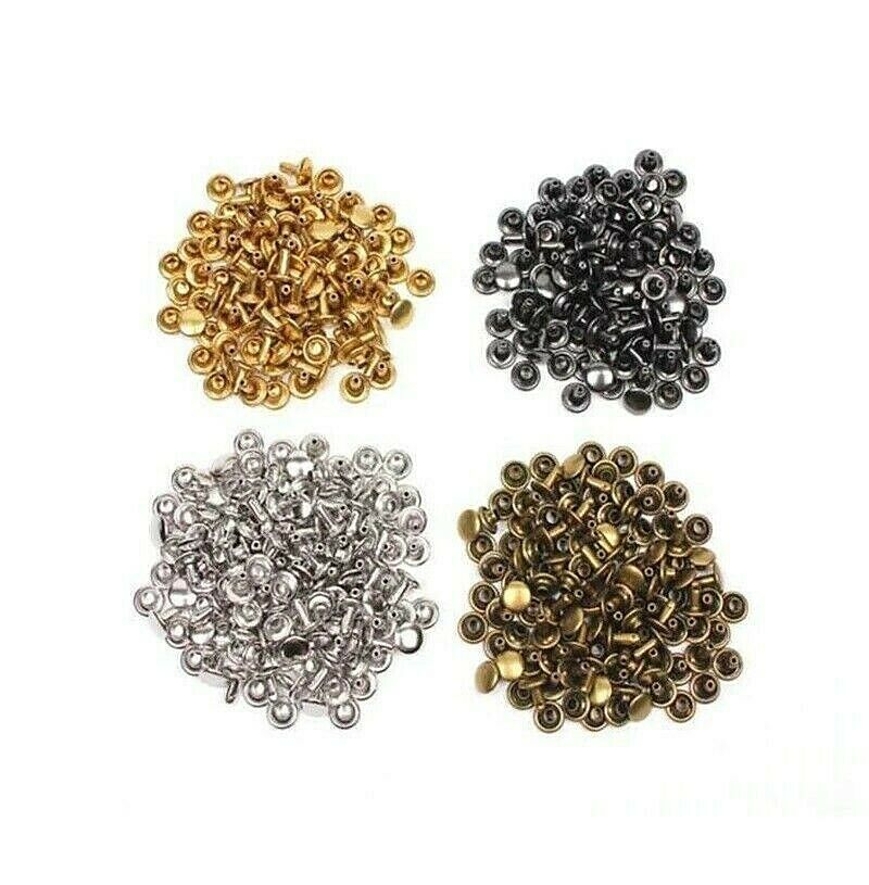 Pkg 25 Metal Double-sided Rivet Studs Leather Crafts (5200) Choose Size & Finish