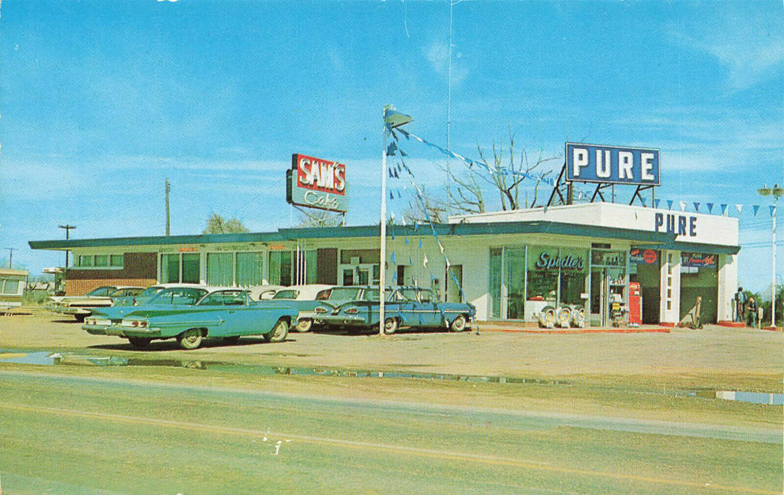 Demopolis Al Sam's Cafe & Pure Gasoline Station Coke-cola Machine Postcard