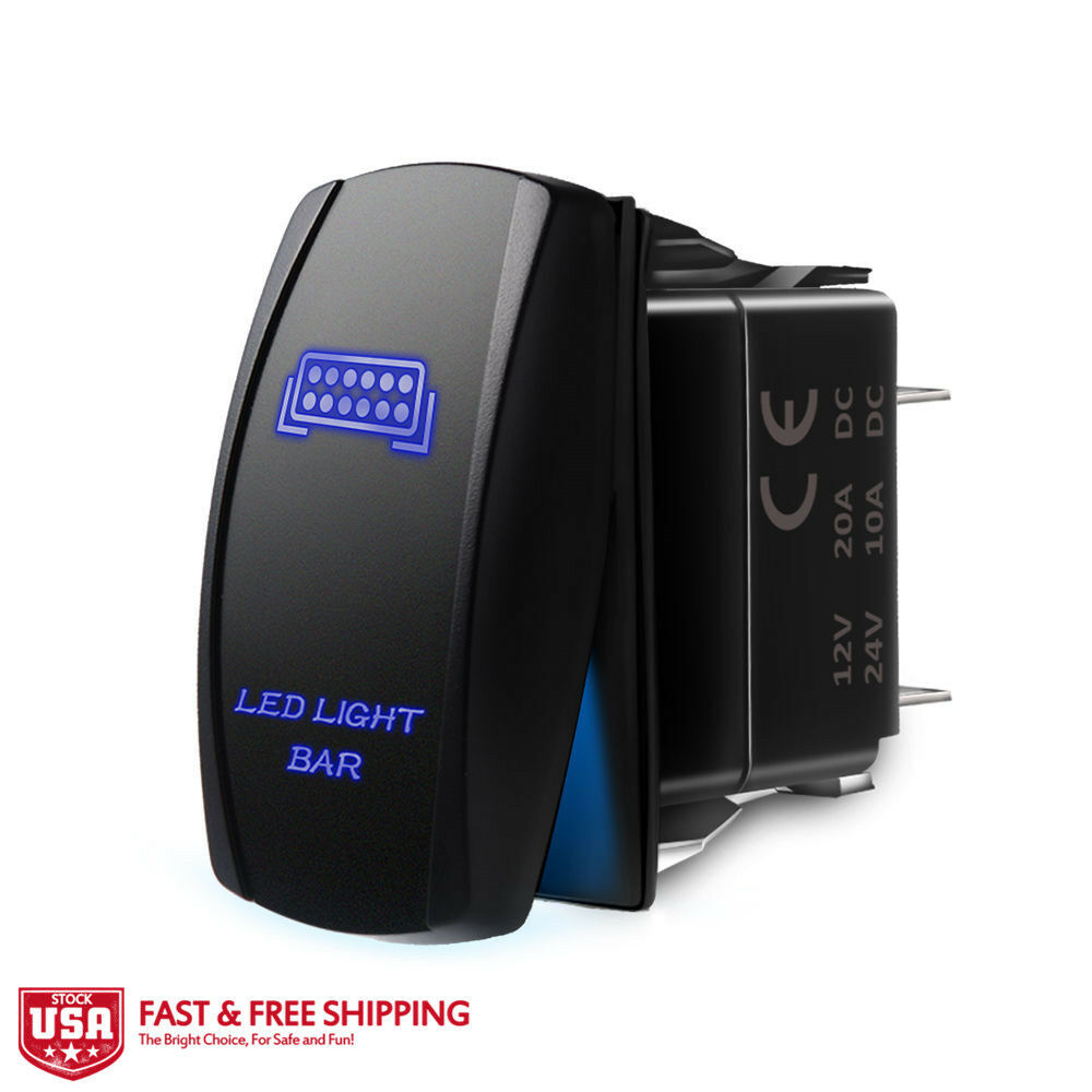 Mictuning Blue Led Light Bar Laser Rocker Switch On-off Led Light 20a 12v 5pin