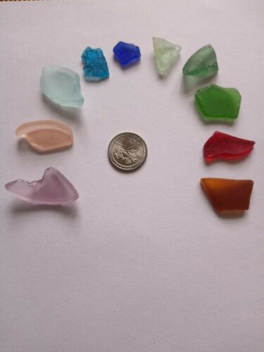 💯% Genuine beach sea glass 10 piece Assortment of rare color's.