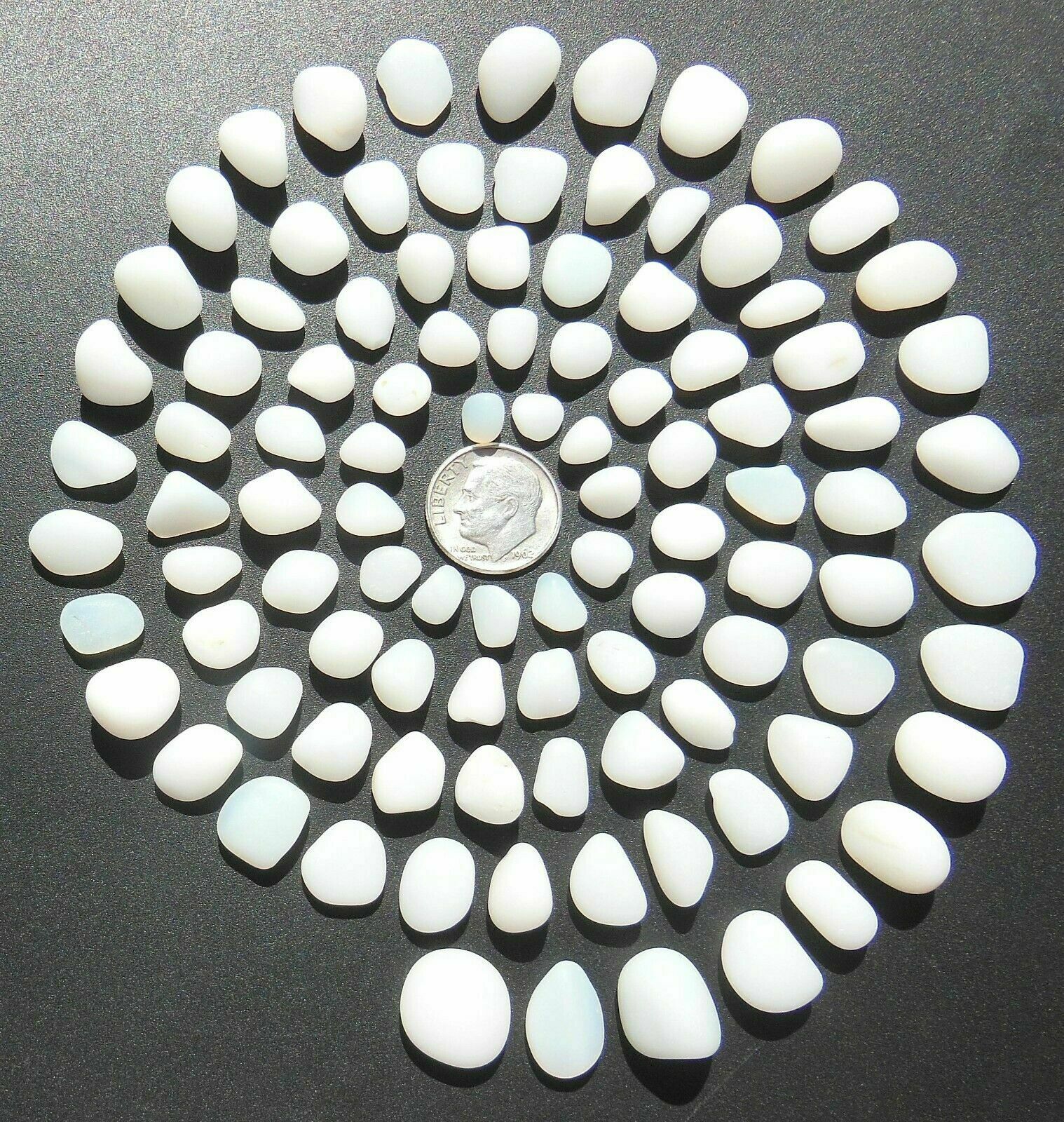 X01– 100 Piece Lot Of Beautiful Rare White/milk Glass Genuine Surf-tumbled Glass