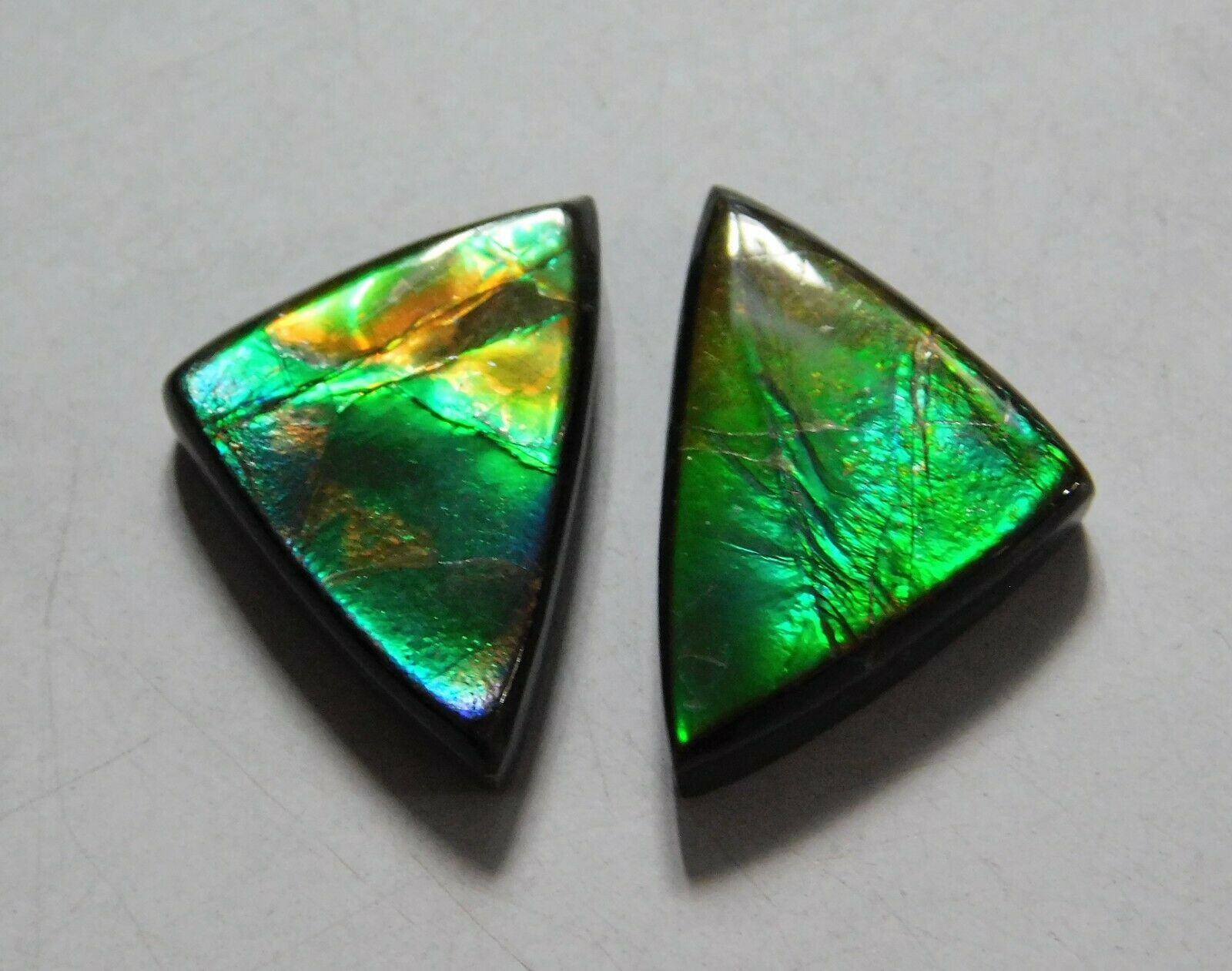 11.80 Cts Natural Ammolite (17.5mm X 11.7mm Each) Loose Cabochon Match Pair Td17