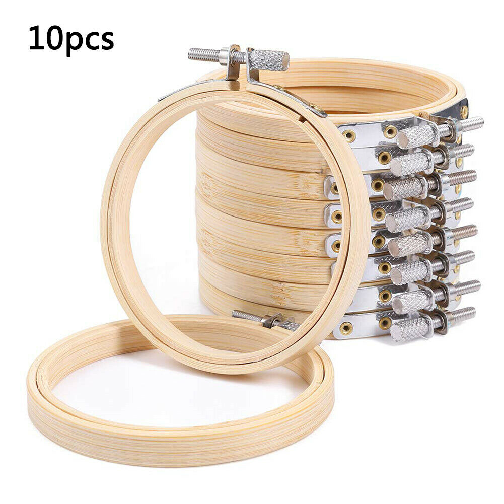 10X Embroidery Circle Bamboo Stitch Hoops Cross Hoop Ring Support Aid Handcraft