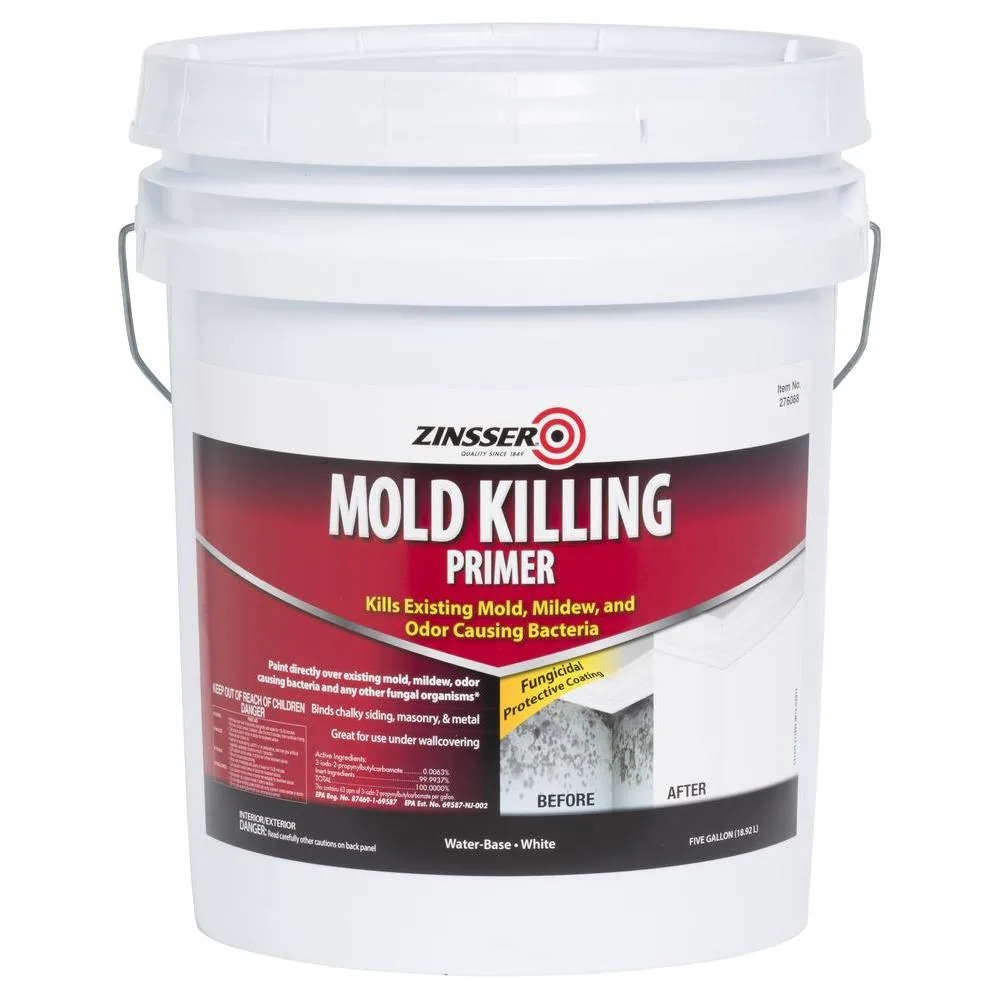 Zinsser Primer 5 Gal. Kill Existing Mold Mildew Odor Causing Bacteria White
